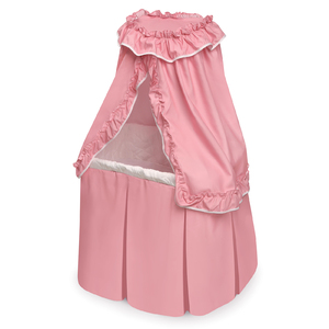 Badger Basket Kisses Rocking Doll Bassinet - Pink/White
