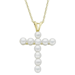 PearLustre by Imperial 10K White Freshwater Pearl Cross Pendant