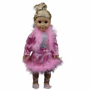 The Queen's Treasures Skating Dance Set Pink Boa Trim Jacket and Skirt Fits 18" American Girl® Doll Clothes & Accessories