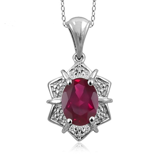 JewelonFire 2 Carat T.G.W. Ruby And White Diamond Accent Sterling Silver Pendant