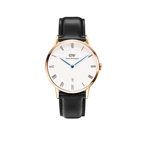 Dapper Sheffield 38mm Rose Gold Case w/ Black Leather Strap