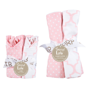 Trend Lab Pink Sky 8 Piece Bib and Burp Cloth Set