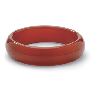 PalmBeach Jewelry Genuine Red Jade Bangle Bracelet 8 1/2&quot;