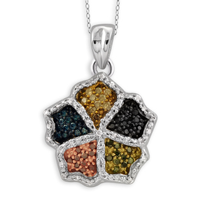 1/4 Cttw Multicolor diamonds pendant in Sterling Silver