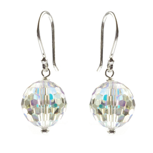 Lita Sterling Silver Swarovski Faceted Large Round Bead Drop Earrings