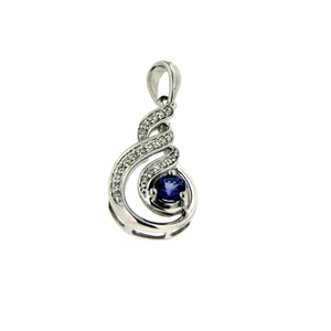 Sterling Silver Diamond & Tanzanite Pendant