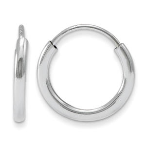 14k White Gold Endless Hoop Earrings - Measures 9x9mm