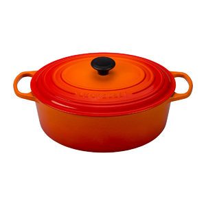 Signature Enameled Cast Iron 8 Qt Oval French Oven Flame