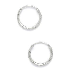 14k White Gold 10mm Round Hoop Earrings