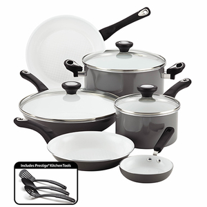 12pc Purecook Ceramic Nonstick Cookware Gray