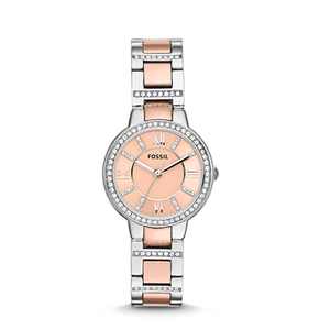 Ladies Virginia Crystal Two-Tone Watch Rose Gold Dial