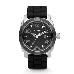 Mens Silicone Strap Sport Watch Black Dial