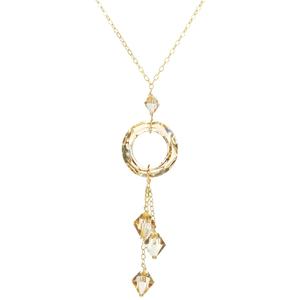 Lita Swarovski Crystal Golden Shadow Donut and Drops Necklace With Sterling Silver Chain 18&quot;