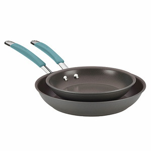 Cucina Hard Anodized Twin Pack Skillets Gray w/ Agave Blue