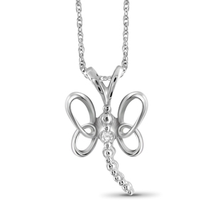 JewelonFire White Diamond Accent Sterling Silver Butterfly Pendant