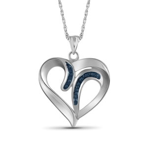 JewelonFire Blue Diamond Accent Sterling Silver Heart Pendant