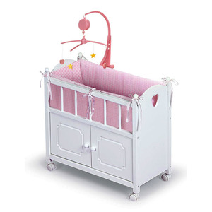 Badger Basket Doll Crib with Cabinet and Bedding