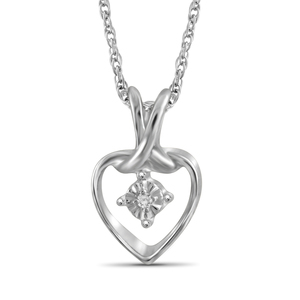 JewelonFire White Diamond Accent Sterling Silver Heart Pendant