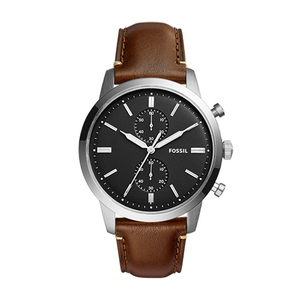 Mens Townsman Chronograph Dark Brown Leather Watch Black Dial