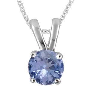 Created Aquamarine Solitaire Pendant in Sterling Silver