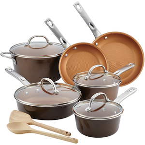 Home Collection 12pc Aluminum Cookware Set Brown Sugar