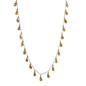 Lita Genuine Citrine and Gold Over Silver Linked Chain Necklace,17&quot;